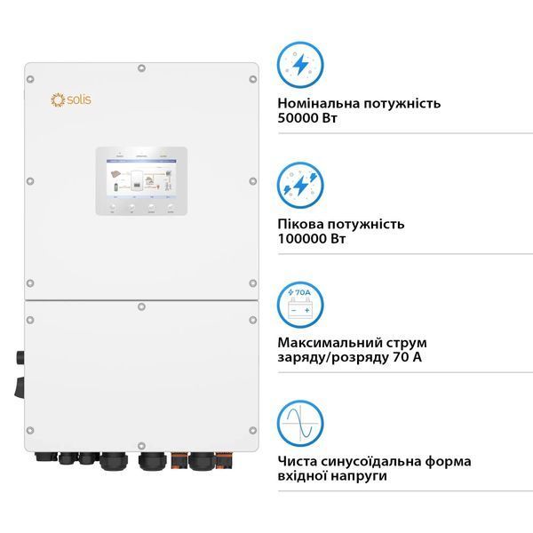Трехфазный высоковольтный гибридный инвертор Solis S6-EH3P50K-H 50KW, 4 MPPT PEINVH63SO42 фото
