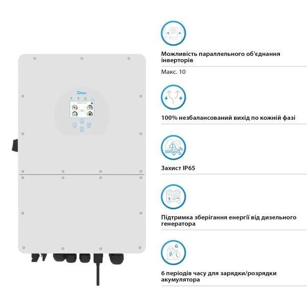 Трифазний високовольтний гібридний інвертор Deye SUN-25K-SG01HP3-EU 25KW, 2 MPPT PEINVH2501DE31 фото