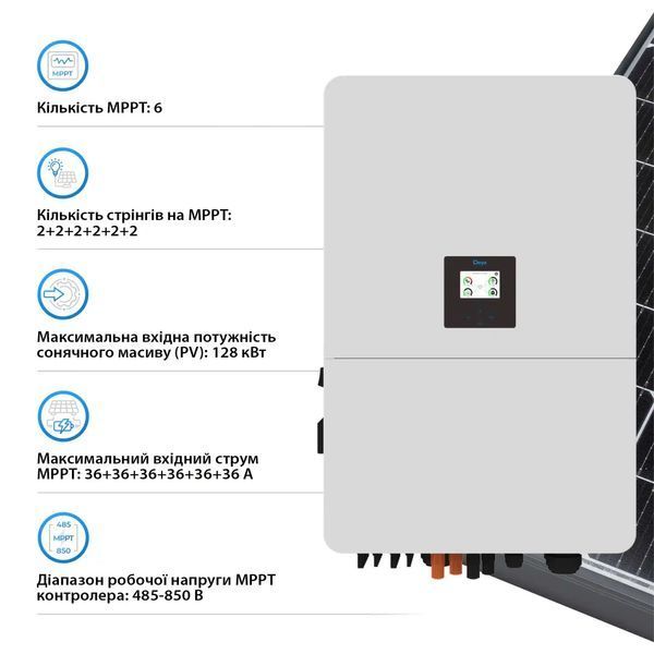 Трехфазный высоковольтный гибридный инвертор Deye SUN-80K-SG02HP3-EU-EM6 80KW, 6 MPPT PEINVH8002DE35 фото