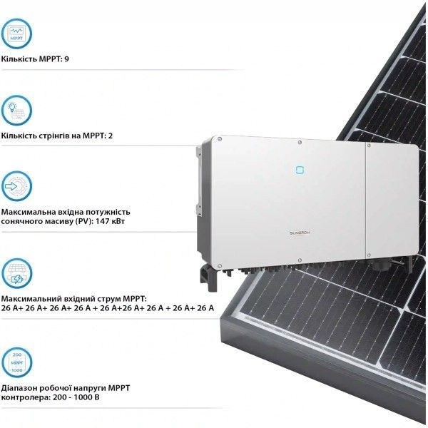 Мережевий інвертор SUNGROW SG110CX-V112 (110 кВт, 3 фази, 9 MPPT) PEINVN110112ME82 фото